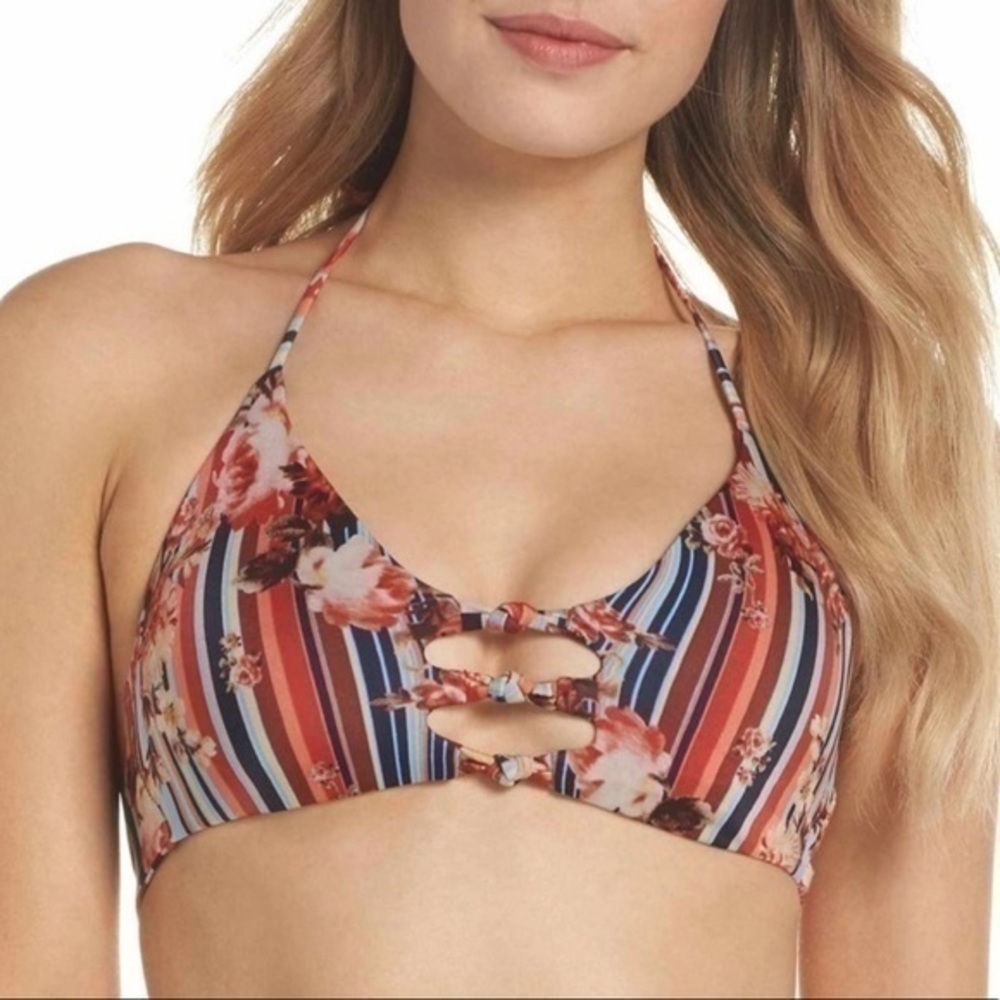 BCA - Love Letters Halter Floral Bikini‎ Top small